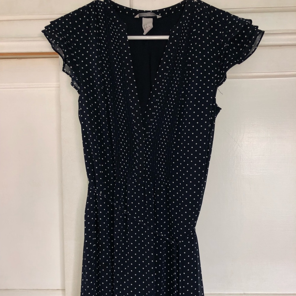 Navy with White Polka Dot Dress